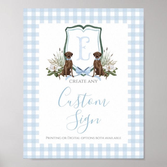 Poster Sinal Personalizado para Chás de Bebê do Menino Az (Frente)