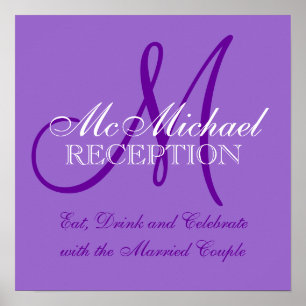 Poster Sinal personalizado roxo da recepção de casament