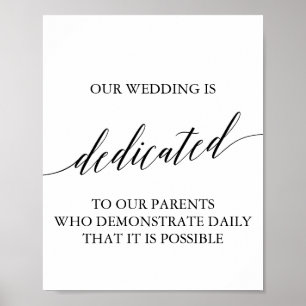 Poster Sinal preto elegante da dedicação do casamento d