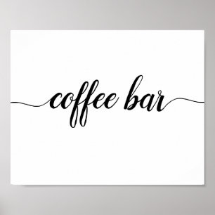 Poster Sinal preto elegante do bar de café da caligrafia