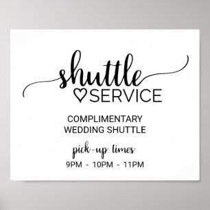 Poster Sinal preto simples do serviço shuttle da