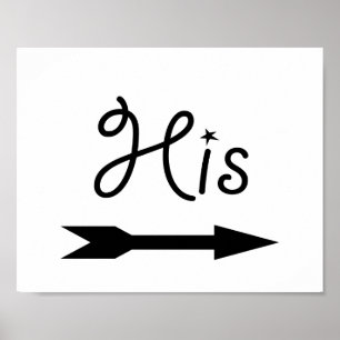 Poster Sinal prop de foto de casamento flecha "Sua" para