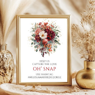 Poster Sinal Radiant Marsala Boho Floral Oh Snap 8x10