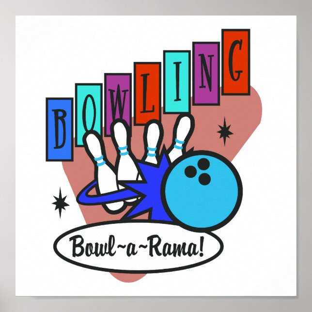 Póster sinal retro bowl-a-rama (Frente)
