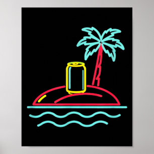 Poster sinal retro de cerveja vintage estilo miami hawaii