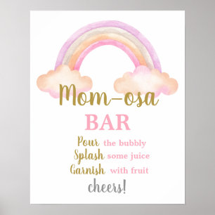Poster Sinal rosa de Bar Rainbow Momosa