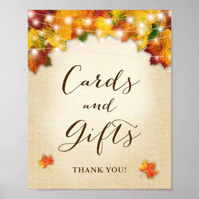Poster Sinal Rustic Autumn Deixa Burlap Cards & Gifts (Frente)
