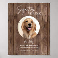 Sinal Rustic Printable Dog Wedding Signature Drini