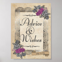 Sinal Rustic Wedch Advice and Wish Sign