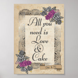 Poster Sinal Rustic Wedet Sweet and Cake