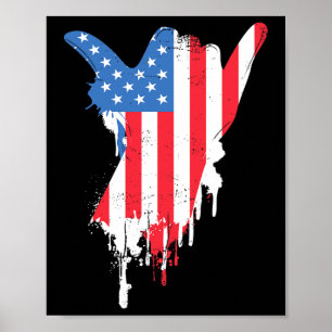 Poster Sinal Shaka Vintage Bandeira Americana dos EUA - S