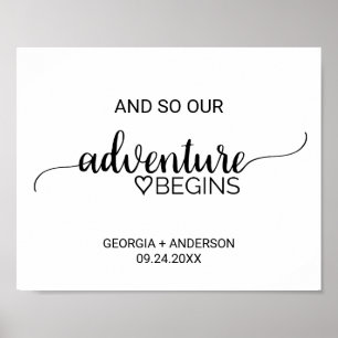 Poster Sinal Simples de Aventura de Caligrafia Negra Come