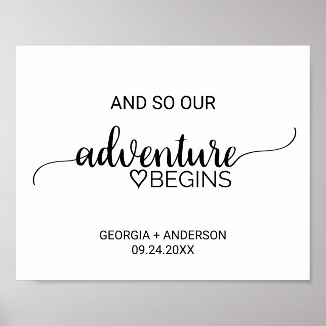 Poster Sinal Simples de Aventura de Caligrafia Negra Come (Frente)