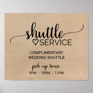 Poster Sinal simples do serviço shuttle da caligrafia de