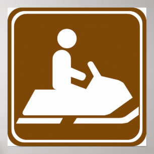 Poster Sinal Snowmobiling da estrada da fuga