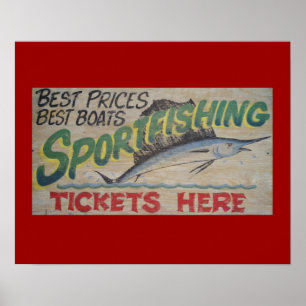 Póster Sinal sportfishing velho