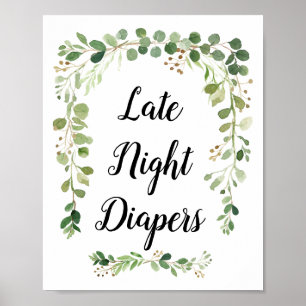 Poster Sinal tardio das fraldas da aguarela das