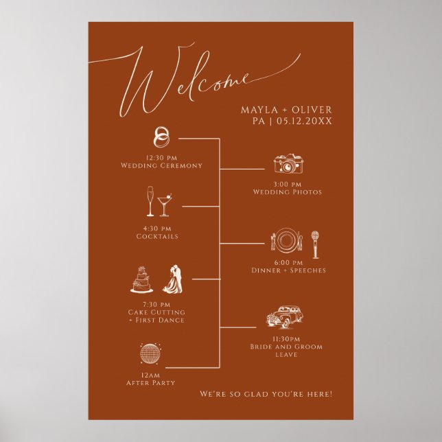 Poster Sinal Timeline de Casamento do Deserto Whimsical (Frente)