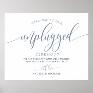 Poster Sinal Wedding desconectado - tipografia (azul