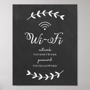 Poster Sinal Wifi com tema Chalkboard