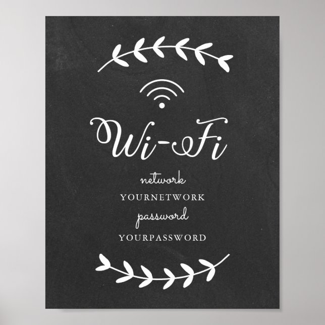 Poster Sinal Wifi com tema Chalkboard (Frente)