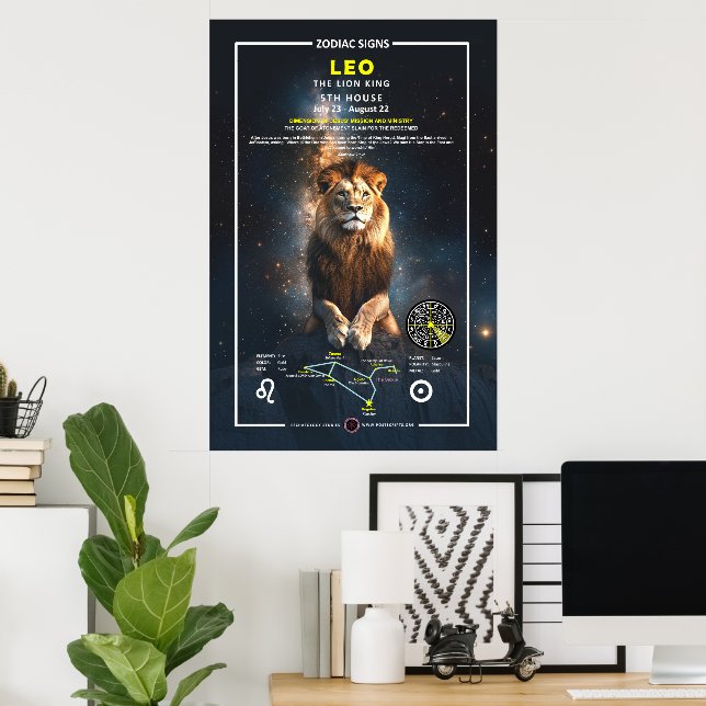 Poster Sinal Zodíaco de Leo (Escritório em casa)