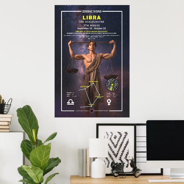 Poster Sinal Zodíaco de Libra (Escritório em casa)