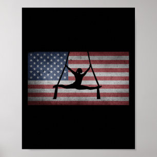 Poster Sinalização da Bandeira Americana Ginástica Seda A