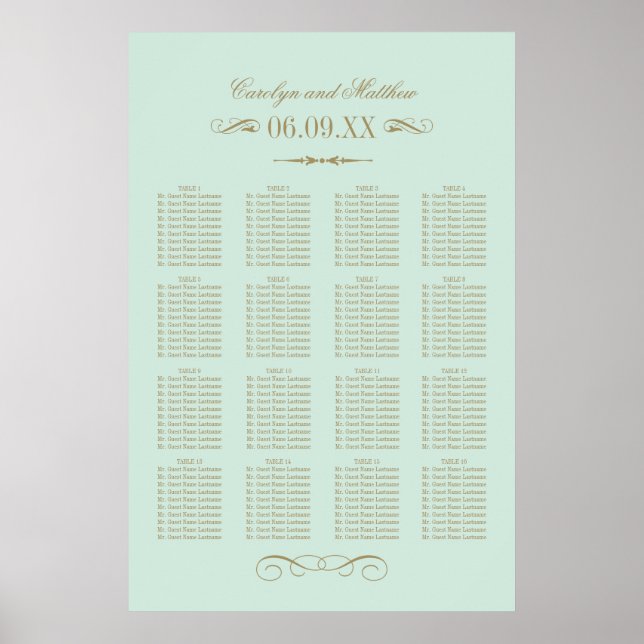Póster Sinalização de Assentos de Casamento Antigo Tom Me (Frente)