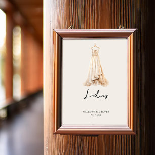 Poster Sinalização de Banheiro para Recepção de Casamento