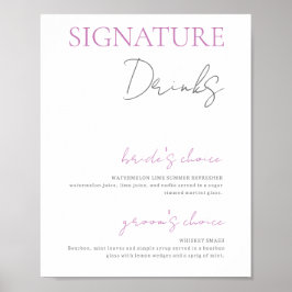 Poster Sinalização de Bar de Casamento com Bebidas com As