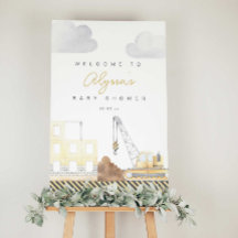 Sinalização de boas-vindas do Chá de fraldas de co