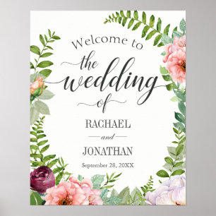 Póster Sinalização de Boas-vindas do Fantasy Floral Weddi