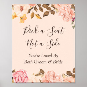 Poster Sinalização de Casamento Floral de Blush Escolha u