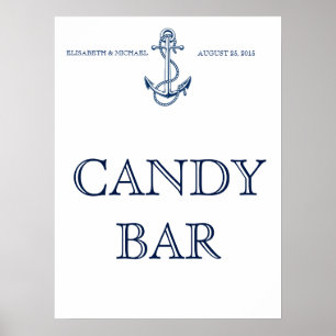 Poster Sinalização de casamento náutico, Bar doce ou seu 