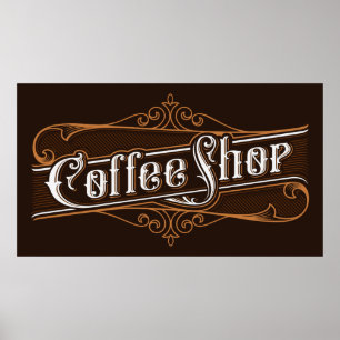 Poster Sinalização de Compro de Café Vintage