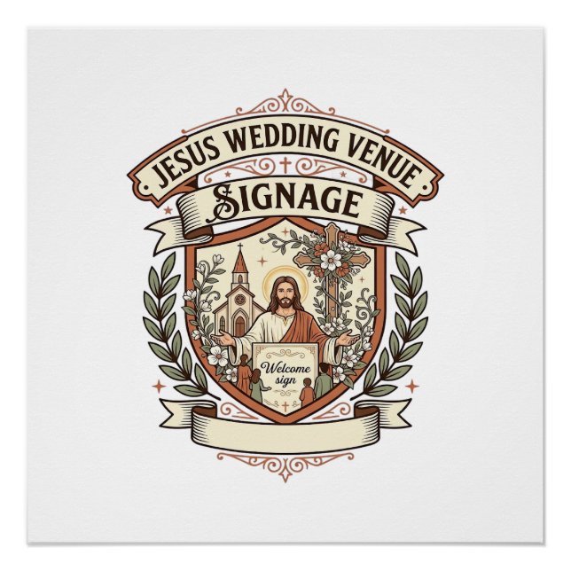 Póster Sinalização de Local de Casamento de Jesus Sinal d (Frente)