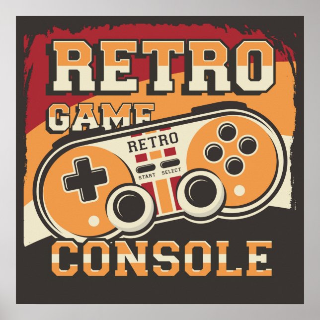 Poster Sinalização do Console do Jogo de Vídeo Retroativo (Frente)