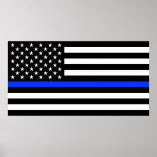 Poster Sinalizador da Polícia de Linha Azul-Fino
