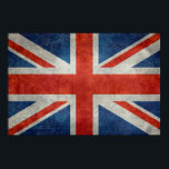 Póster Sinalizador de bandeira da União do Reino Unido em<br><div class="desc">Marca de bandeira da União Britânica, escala 3:5, com textura Vintage Retro ou Grungy. A atual design da bandeira da União data de uma proclamação real na sequência da união da Grã-Bretanha e da Irlanda Excelentes, em 1801. A bandeira combina aspectos de três bandeiras nacionais mais antigas: a cruz vermelha...</div>