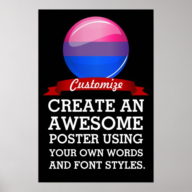 Póster Sinalizador de Bissexualidade Redonda Brilhante (Frente)