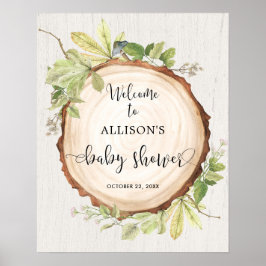 Poster Sinalizador de boas-vindas do chá de fraldas flore