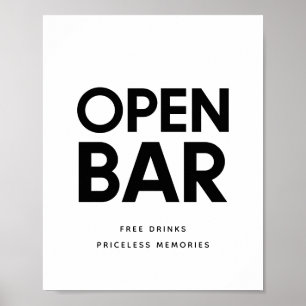 Poster Sinalizador de casamento de bar Aberto e Preto Min