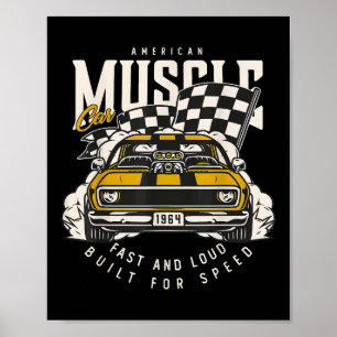 Poster Sinalizador de Corrida Muscular Americana Vintage