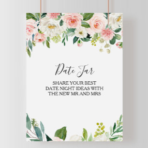 Poster Sinalizador de Data Floral Elegante Verde