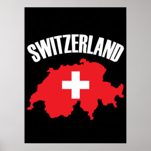 Poster Sinalizador de Mapa de suiça