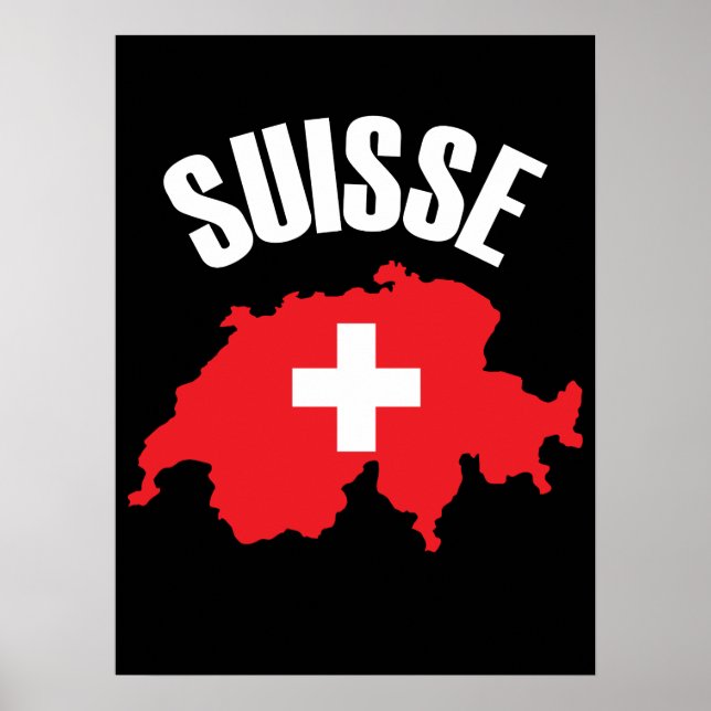 Poster Sinalizador de Mapa de Suiça do Suisse (Frente)
