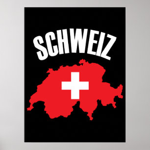 Poster Sinalizador de Mapa de Suiça Schweiz
