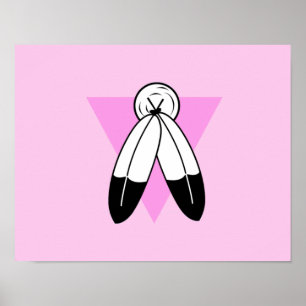 Poster Sinalizador de Triângulo Rosa com Dois Espírito