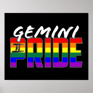 Poster Sinalizador do Orgulho Gemini LGBT - Símbolo Zodia